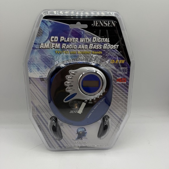 Jensen Other - Vintage Jensen CD-450PTW Portable CD Player w/ Headphones Blue - Brand New
